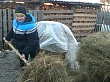 Волонтер из Туртаса помог пенионеру убрать снег с крыши и прибирать сено
